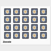 Retro Blauw Bloemen Typografie Bloemen Liefhebber Vierkante Sticker (Vel)