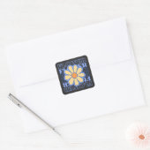 Retro Blauw Bloemen Typografie Bloemen Liefhebber Vierkante Sticker (Envelop)