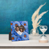 Retro Blauw bloemenblauw madeliefjespatroon Fotoplaat (Insitu)