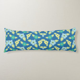 Retro Blauw Bloemenpatroon Lichaamskussen