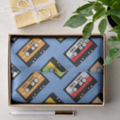 Retro Blauw cassettepatroon verjaardag jaren 80  Tissuepapier (Geschenk)