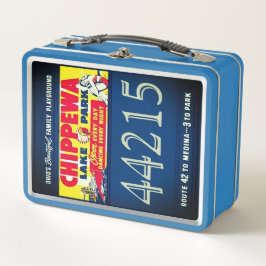 Retro Blauw Chippewa Lake Park Metalen Lunchbox