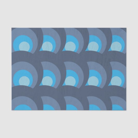 Retro Blauw Cirkelpatroon Tissuepapier (Voorkant)