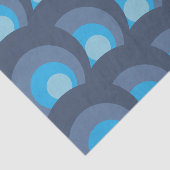 Retro Blauw Cirkelpatroon Tissuepapier (Detail)