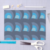 Retro Blauw Cirkelpatroon Tissuepapier (Craft)