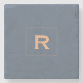 Retro Blauw Effen Kleur Classic Effen Initiaal Stenen Onderzetter