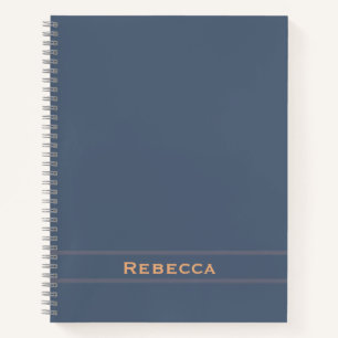 Retro Blauw Effen Kleur Duidelijk Monogram Notitieboek