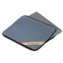 Retro Blauw Effen Kleur Duidelijk Persoonlijk Laptop Sleeve