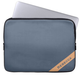 Retro Blauw Effen Kleur Duidelijk Persoonlijk Laptop Sleeve