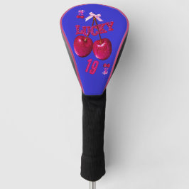Retro Blauw en Kersenknal Vetgedrukt Golfheadcover
