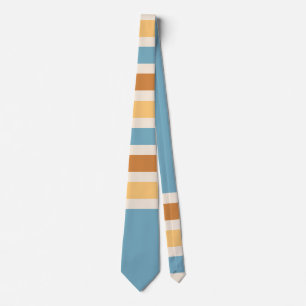 Retro blauw en oranje blauw vintage strepen stropdas
