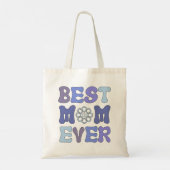 Retro Blauw en Paarse Beste Moeder Ooit Canvas tas (Achterkant)