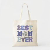 Retro Blauw en Paarse Beste Moeder Ooit Canvas tas (Voorkant)