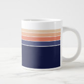 Retro blauw en perzik gestreept grote koffiekop (Rechts)