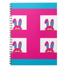 Retro blauw en roze paashaas notitieboek
