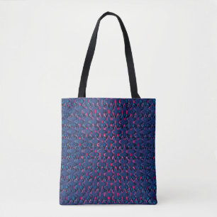 Retro blauw en roze patroon tote bag