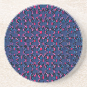 Retro blauw en roze patroon zandsteen onderzetter