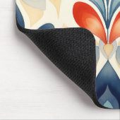 Retro Blauw en Sinaasappel Bloemen Muismat (Hoek)