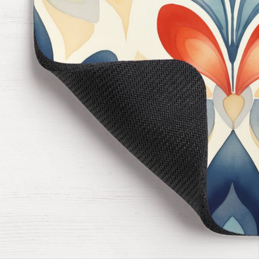 Retro Blauw en Sinaasappel Bloemen Muismat (Hoek)