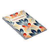 Retro Blauw en Sinaasappel Bloemen Notitieboek (Rechterzijde)