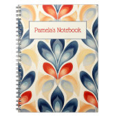 Retro Blauw en Sinaasappel Bloemen Notitieboek (Voorkant)