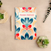 Retro Blauw en Sinaasappel Bloemen Notitieboek