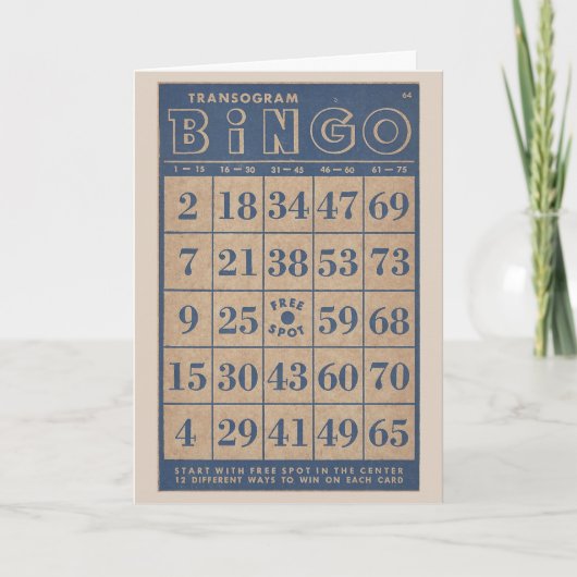 Retro Blauw en Tan van de Kaart Bingo (Voorkant)