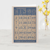 Retro Blauw en Tan van de Kaart Bingo (Gele Bloem)