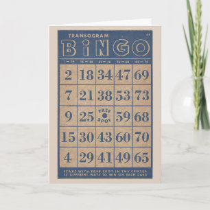 Retro Blauw en Tan van de Kaart Bingo