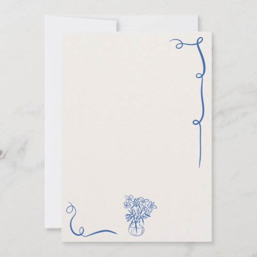 Retro blauw Franse hand getekend geïllustreerd Swe Kaart (Achterkant)