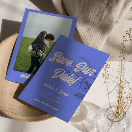 Retro Blauw Funky Krachtig Modern Uniek Plezierig  Save The Date