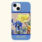 Retro Blauw Geel Alpine Gentins Botanische Kunst Case-Mate iPhone Case