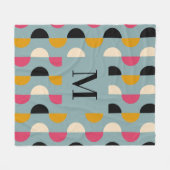 Retro blauw geel roze cirkelpatroon fleece deken (Voorkant (Horizontaal))