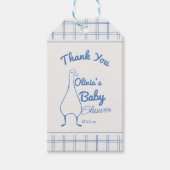 Retro Blauw Gekke Gans Hand getrokken Baby Boy Cadeaulabel (Voorkant)