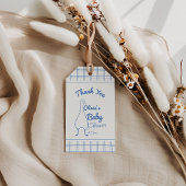 Retro Blauw Gekke Gans Hand getrokken Baby Boy Cadeaulabel