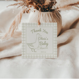 Retro Blauw Gekke Gans Hand getrokken Baby Boy Sho Bedankjes Labels