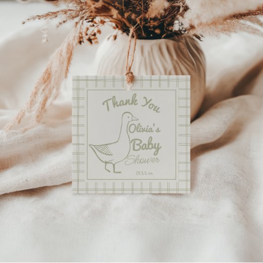 Retro Blauw Gekke Gans Hand getrokken Baby Boy Sho Bedankjes Labels