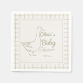 Retro Blauw Gekke Gans Hand getrokken Baby Boy Sho Servet (Voorkant)