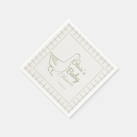 Retro Blauw Gekke Gans Hand getrokken Baby Boy Sho Servet (Hoek)