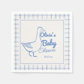 Retro Blauw Gekke Gans Hand getrokken Baby Boy Sho Servet (Voorkant)
