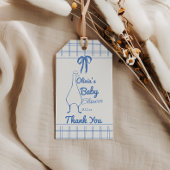 Retro Blauw Gekke Gans Hand getrokken Lint Baby Bo Cadeaulabel