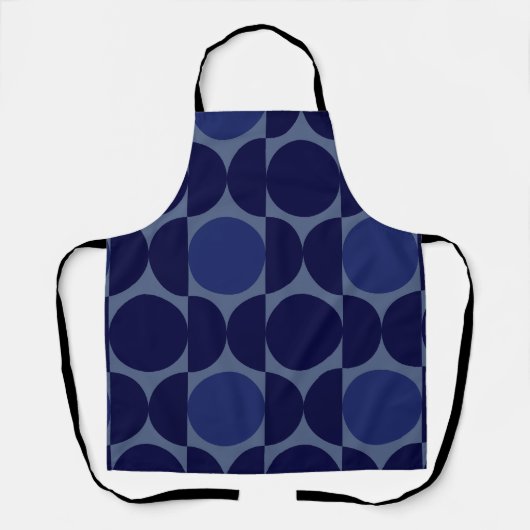 Retro Blauw Geometrisch Schort (Voorkant)