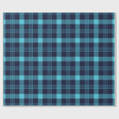Retro Blauw Geruit Whimsical Kerstmis Cadeaupapier (Vlak)
