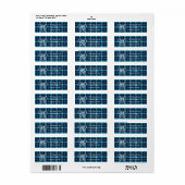 Retro Blauw Geruit Whimsical Kerstmis Etiket (Full Sheet)