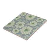 Retro  Blauw Groen Bloemen Tegeltje (Zijkant)