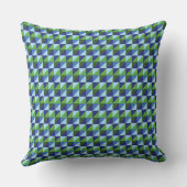Retro Blauw & Groen Geometrisch Driehoek Abstract Kussen (Achterkant)