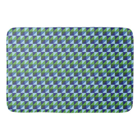 Retro Blauw & Groen Geometrische Driehoek Abstract Badmat (Voorkant)