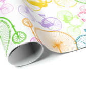  Retro Blauw Groen Rood Sinaasappel Geel Fiets Cadeaupapier (Rol Hoek)