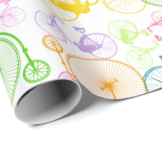  Retro Blauw Groen Rood Sinaasappel Geel Fiets Cadeaupapier (Rol Hoek)