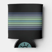 Retro blauw & groen surfboard gestreept blikjeskoeler (Voorkant)